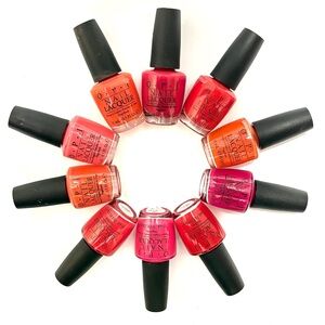 OPi Professional Nail Lacquer Set of 10 Reds, Pinks & Oranges
